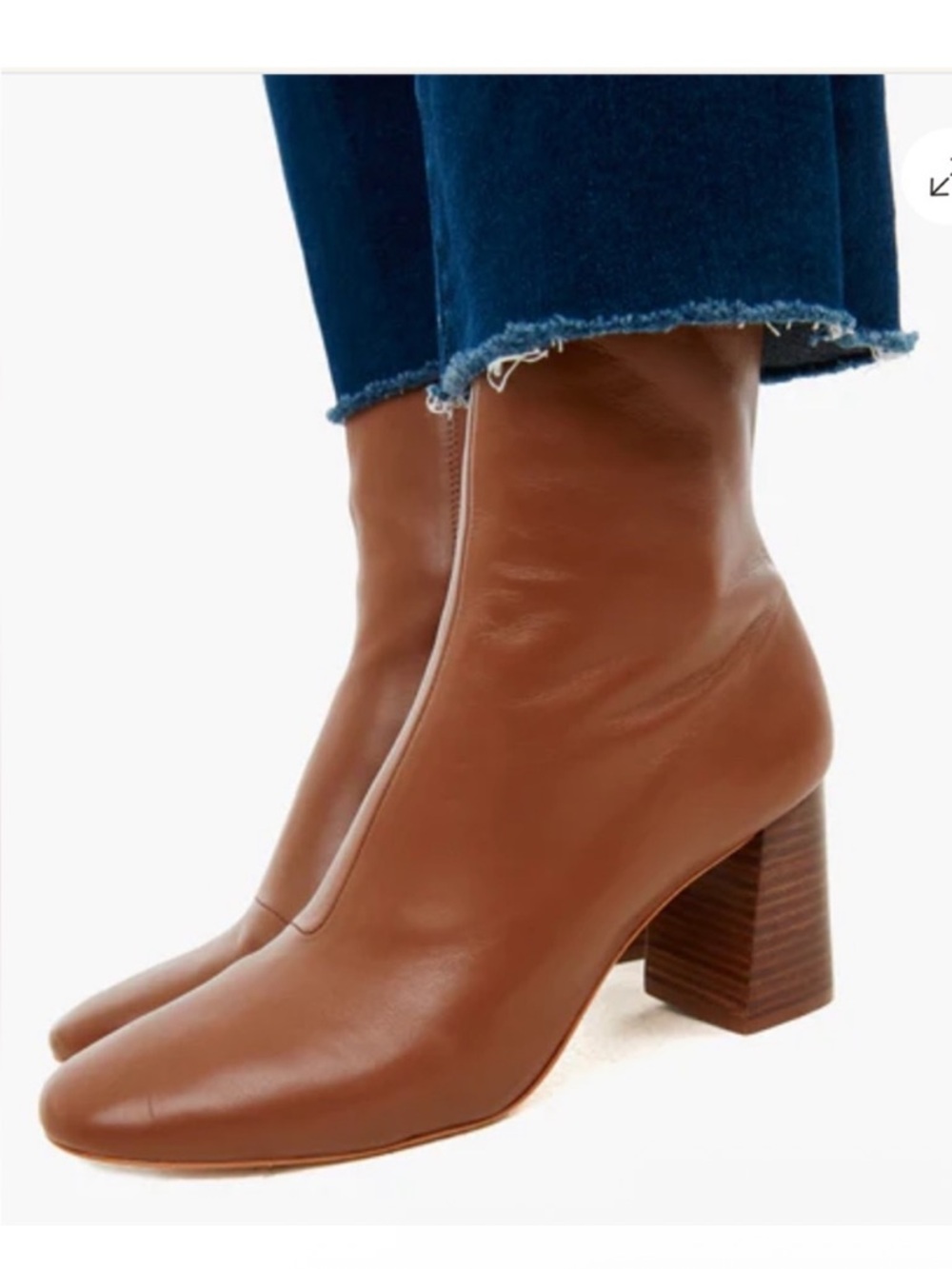 Loeffler Randall Elise Napa Leather Mid-Calf Zip Booties 7.5 Acorn 🌰 Brown